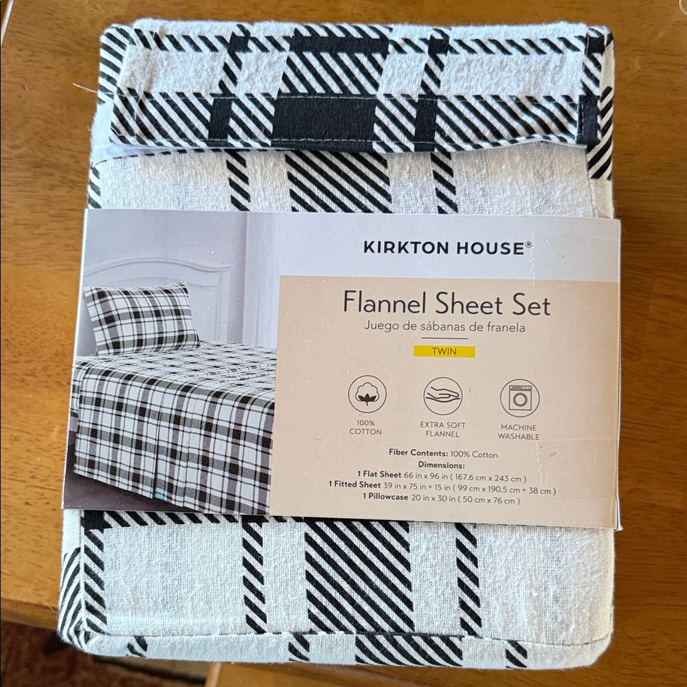 Kirkton House Black and White Flannel Sheet Set
